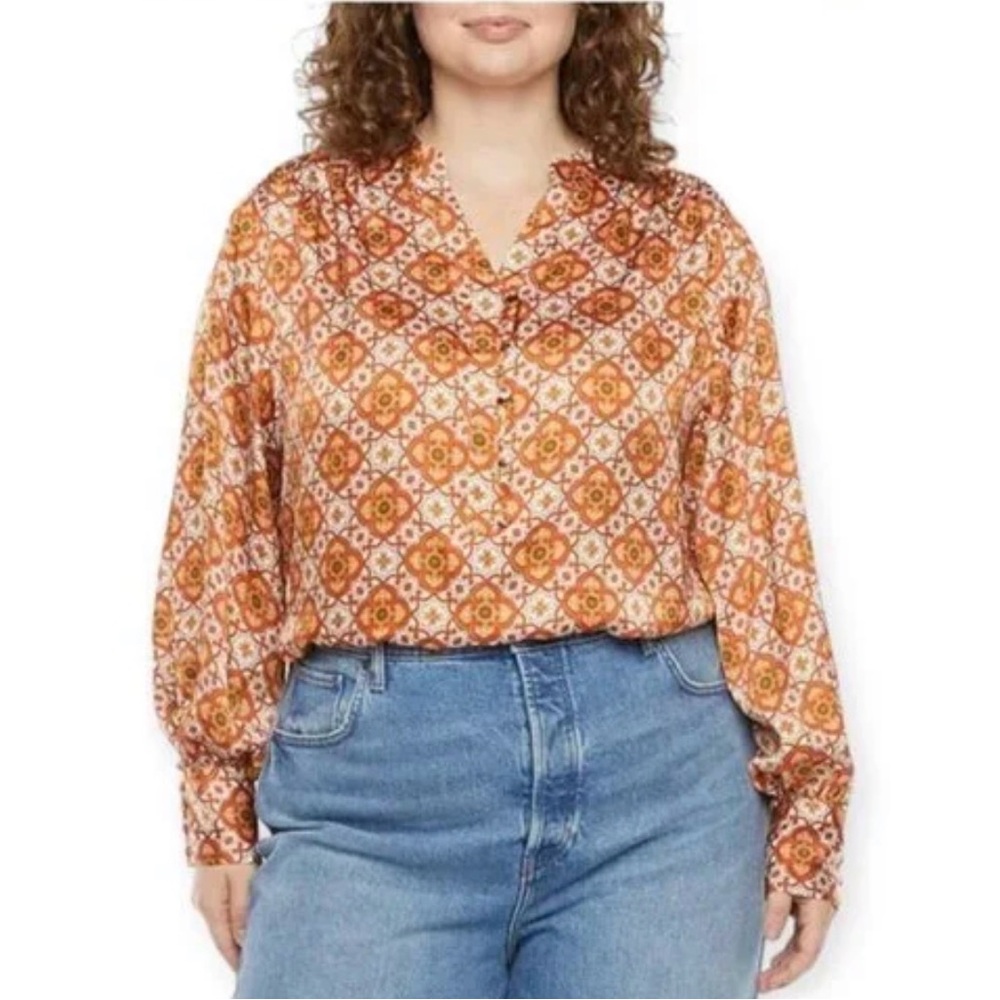 Ryegrass Paisley Checkered Blouse XL